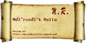Márcsák Rella névjegykártya